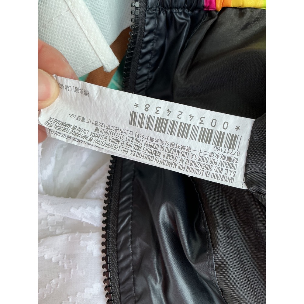 Polaroid Windbreaker Jacket Women Medium Black Yellow Retro Rainbow Excellent - Picture 7 of 7